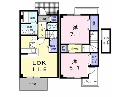 ヌンクウエスト2(2LDK/1階)の間取り写真