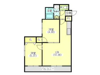 サウスコート(2LDK/5階)の間取り写真