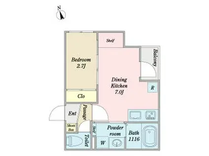 パークブルーノ北小金(1DK/3階)の間取り写真