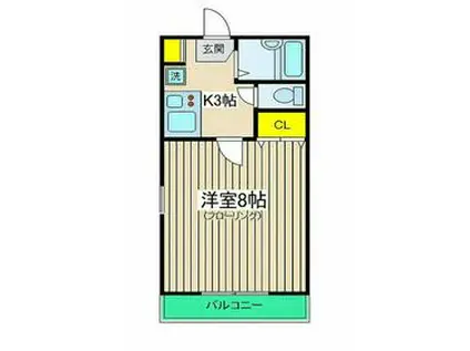 ルセアンチェリーヒル(1K/1階)の間取り写真