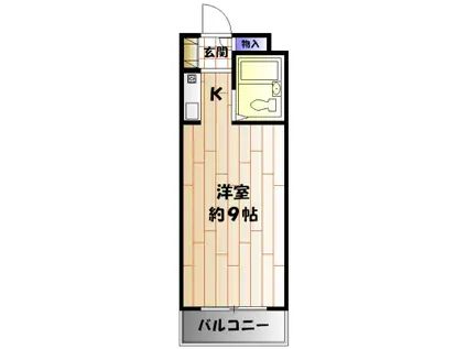 ハイネス相模大野(ワンルーム/1階)の間取り写真