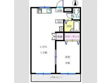 プリムヴェール須永C棟(1LDK/1階)の間取り写真