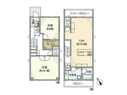青梅線 小作駅 徒歩6分 2階建 築5年(2LDK)の間取り写真