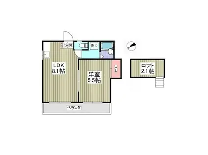 リブレス東浦和Ⅱ(1LDK/2階)の間取り写真