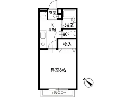 エステート・ドミール(1K/2階)の間取り写真