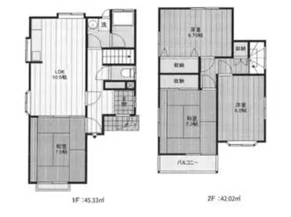 西武鉄道拝島線 西武立川駅 徒歩44分 2階建 築38年(4LDK)の間取り写真
