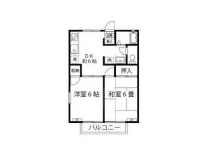 エクセルハイム(2DK/2階)の間取り写真