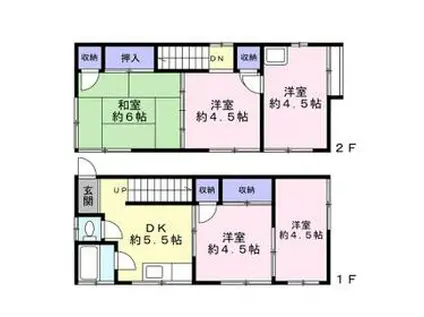 東急田園都市線 用賀駅 徒歩11分 2階建 築55年(5DK)の間取り写真