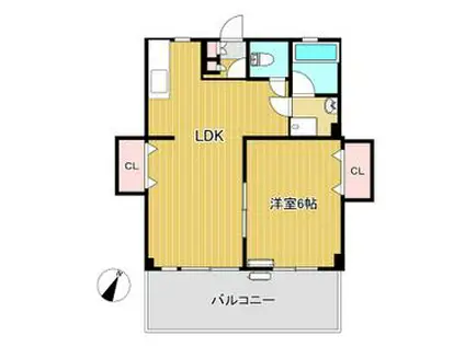 コーポアロフィⅡ(1LDK/1階)の間取り写真