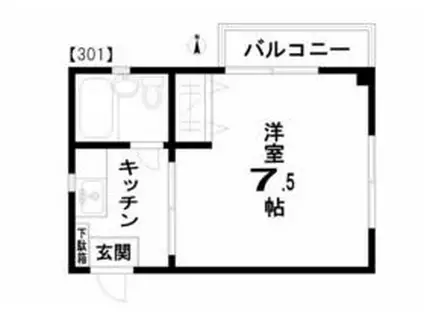 メゾンシライシ(1K/3階)の間取り写真