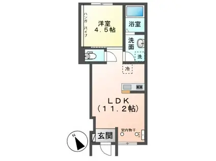 東員町鳥取アパート(1LDK/1階)の間取り写真