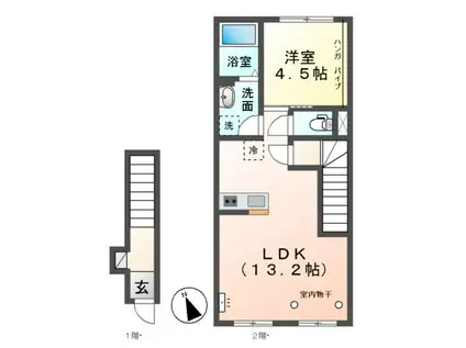 東員町鳥取アパート(1LDK/2階)の間取り写真