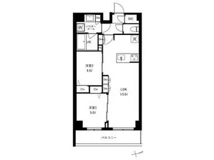 アーバンパーク船堀Ⅱ(2LDK/2階)の間取り写真