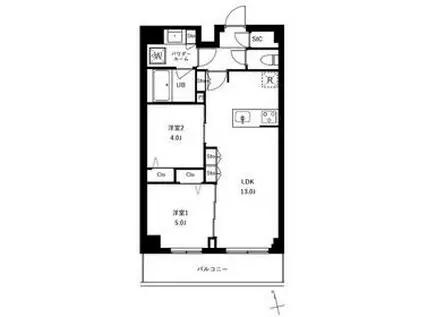 アーバンパーク船堀Ⅱ(2LDK/2階)の間取り写真