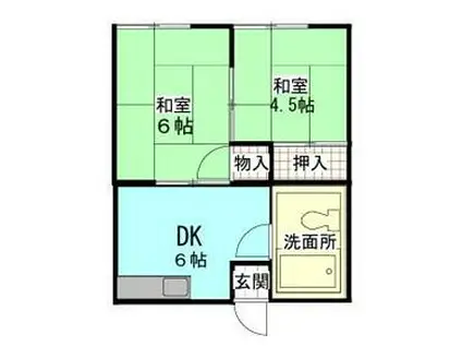 長栄マンション(2K/1階)の間取り写真