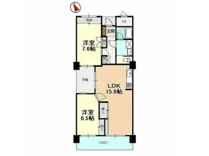 ニューライフ浜松(2LDK/1階)の間取り写真