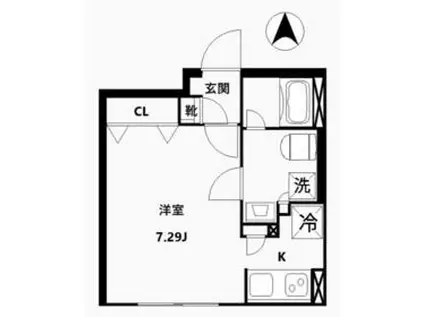 CREAL高田馬場Ⅱ(ワンルーム/4階)の間取り写真