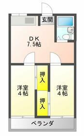 サンリッチ川北(2DK/2階)の間取り写真