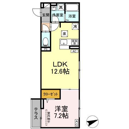 セレスティア柴又Ⅵ(1LDK/1階)の間取り写真