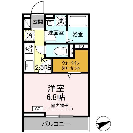 セレスティア柴又Ⅵ(1K/2階)の間取り写真