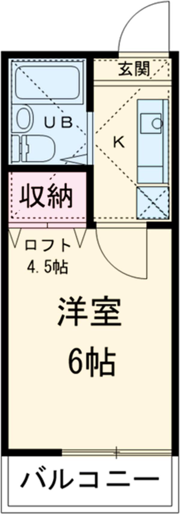 ラベンダー湘南Ⅲ(1K/2階)の間取り写真