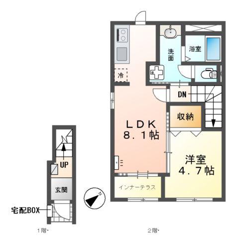 ベルクレイン(1LDK/2階)の間取り写真