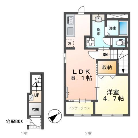 ベルクレイン(1LDK/2階)の間取り写真