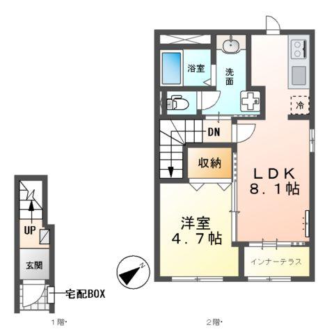ベルクレイン(1LDK/2階)の間取り写真