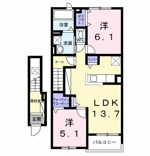 レスポワール B(2LDK/2階)の間取り写真