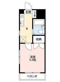 銀東ハイツⅡ(1K/4階)の間取り写真