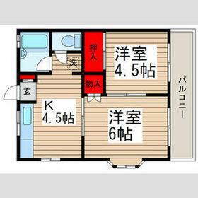 林田コーポ(2K/2階)の間取り写真
