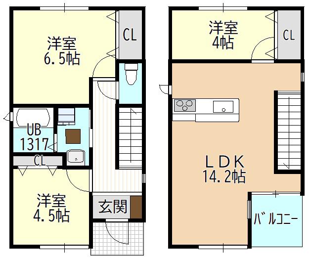 名鉄瀬戸線 小幡駅 徒歩7分 2階建 新築(3LDK)の間取り写真