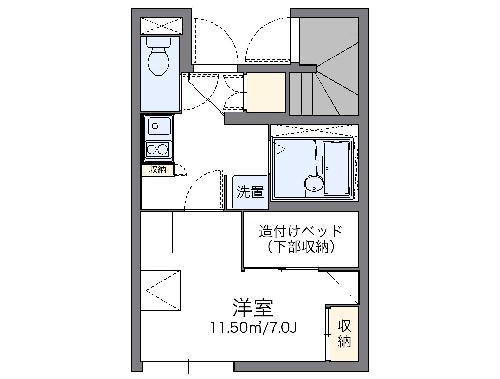 レオパレスエスポワール(1K/1階)の間取り写真