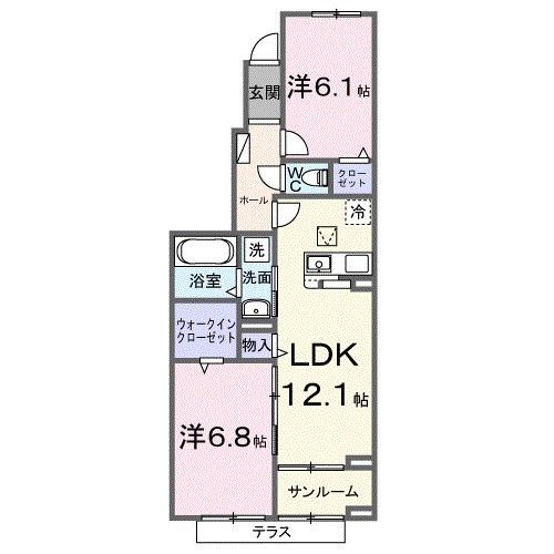メゾン・リュエルアルファ(2LDK/1階)の間取り写真