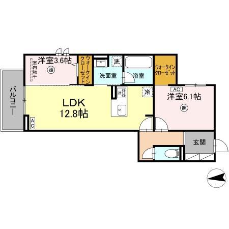 D-ROOM樋井川4丁目(2LDK/2階)の間取り写真