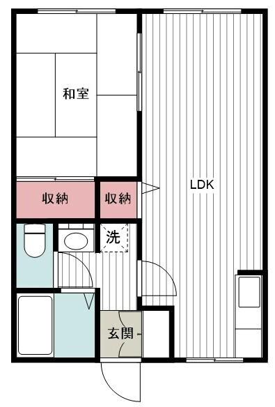 ハイツ・サンタフェ(1LDK/1階)の間取り写真