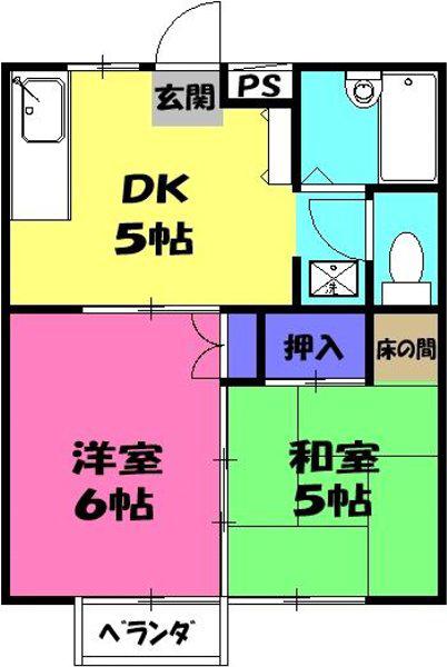 ベルシオン2(2DK/2階)の間取り写真