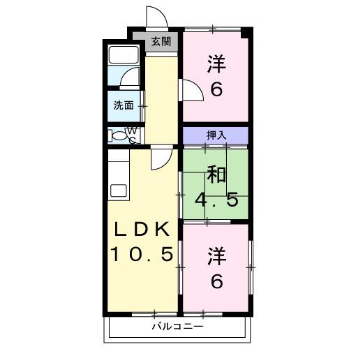第二グリーンマンション服部(3LDK/2階)の間取り写真