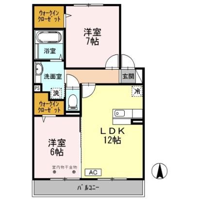 北公園レジデンス(2LDK/1階)の間取り写真
