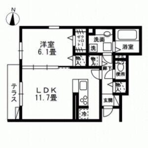 ロビニア蓮沼(1LDK/1階)の間取り写真