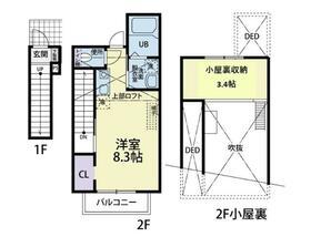 CAT COCOA 2-B(ワンルーム/2階)の間取り写真