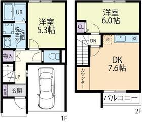 GENTRY Ⅲ番館(2DK/1階)の間取り写真