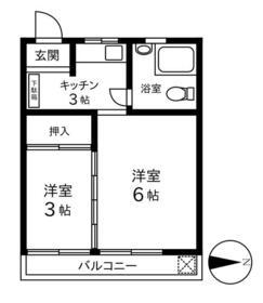 第二西砂川ハイツ(2K/1階)の間取り写真