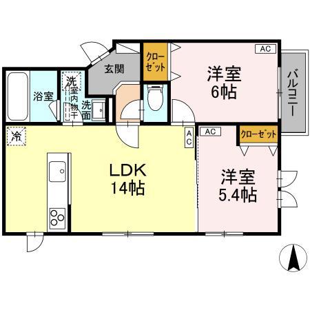BLOOM 桜新町(2LDK/1階)の間取り写真