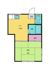 第1ひまわり荘(1DK/1階)の間取り写真