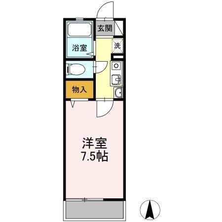 マリンコート姪浜 Ⅰ棟(1K/1階)の間取り写真