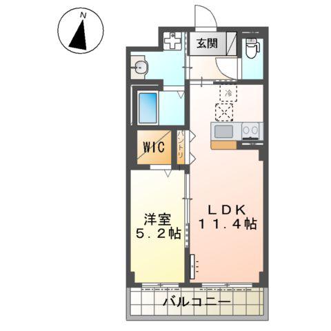 千葉市中央区都町マンション(1LDK/1階)の間取り写真