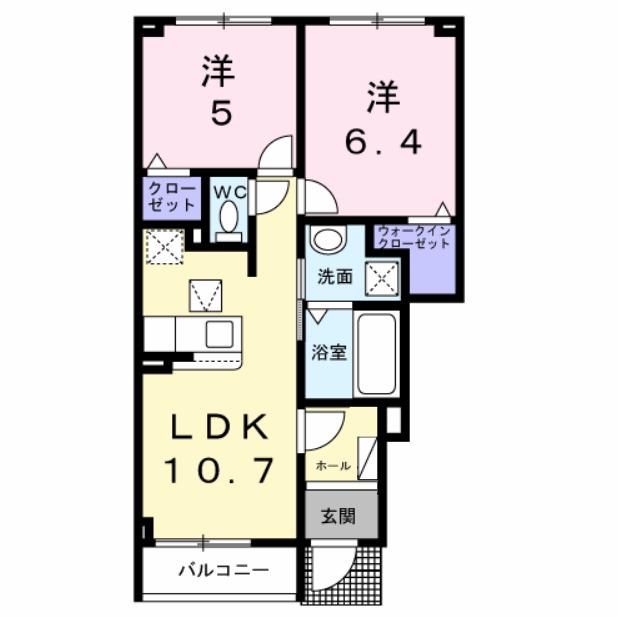リュミエールⅡ(2LDK/1階)の間取り写真