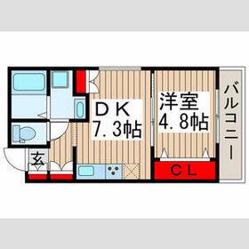 CIEL天王台(1DK/1階)の間取り写真