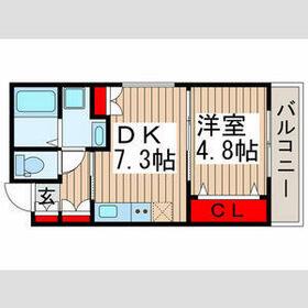 CIEL天王台(1DK/2階)の間取り写真
